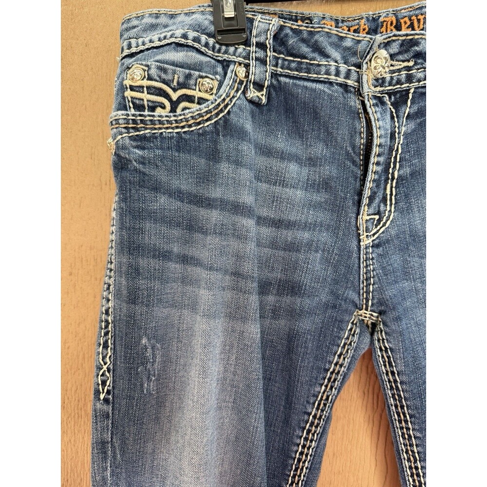 Rock Revival Women's Size 32 Bootcut, Easy Boot Thick Stitch Bling Embellished. - Picture 2 of 16